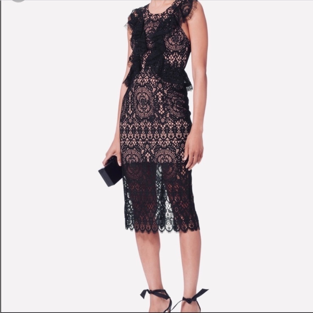 Alexis Narasse Lace Midi Racerback Dress. Pink Nude Lining. Size Small.